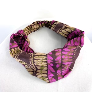 Purple Cotton Washable Headband Face Mask. dust mask, bandana, scrunchies FIT Head circumference 19” to 23”
