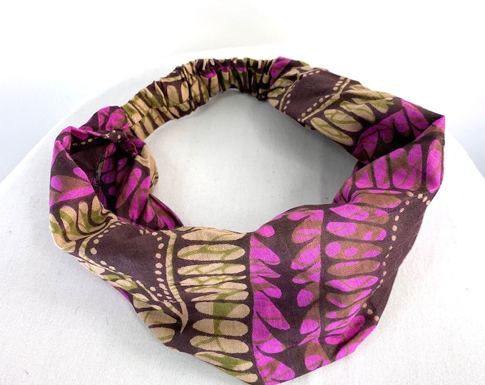 Purple Cotton Washable Headband Face Mask. dust mask, bandana, scrunchies FIT Head circumference 19” to 23”