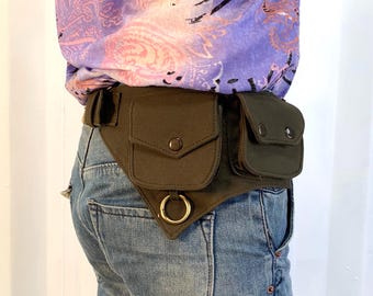 Steampunk Cotton Hip-bag - Fanny pack - Bum bag brown