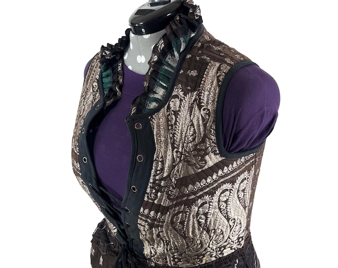 3XL. Isabella Corset Vest Dress; Silk Brocade handmade SKU:2001-9584