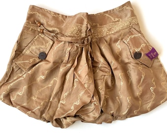 M/L.  Goddess Pocket Shorts, Hot Pants, Yoga, Mini, Rave, Party, Dance, Boho, Sand & Gold Shorts