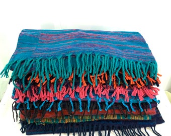 Turquoise Cosy Blanket 4 parties festivals & snuggling. A lovely soft touch, very warm, nice and lightweight Shawl Blanket Scarf Throw.