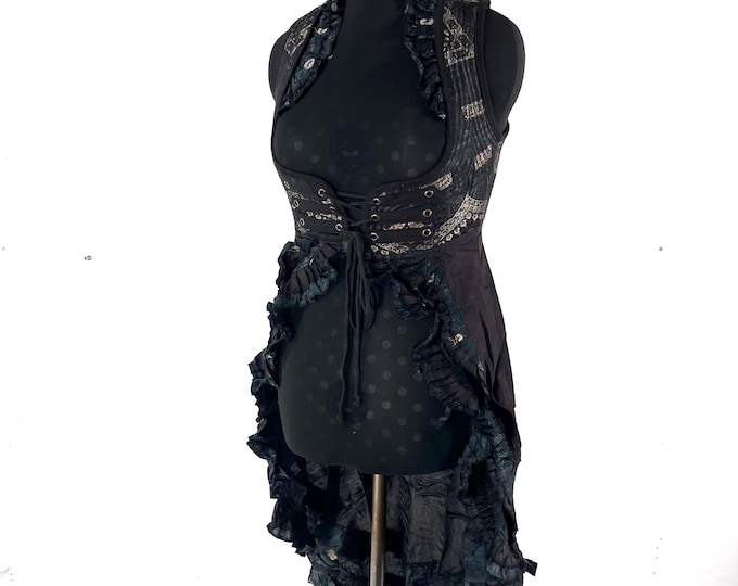 L. Alaxi Bustier Dress; Underbust Corset Cottagecore Dress in Vintage Silk perfect for Bridgerton Cosplay, Larp & Steampunk SKU: 2113-8163