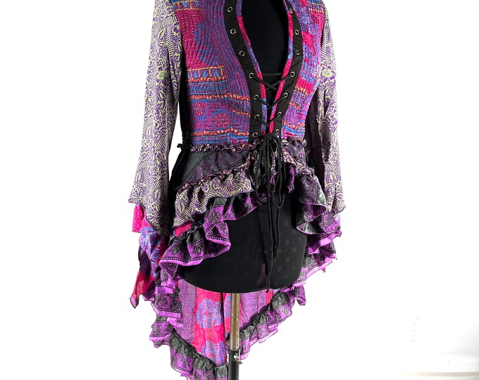 XL. Seraphina Corset Dress, Silk, Long Sleeves.  SKU:1008-7174