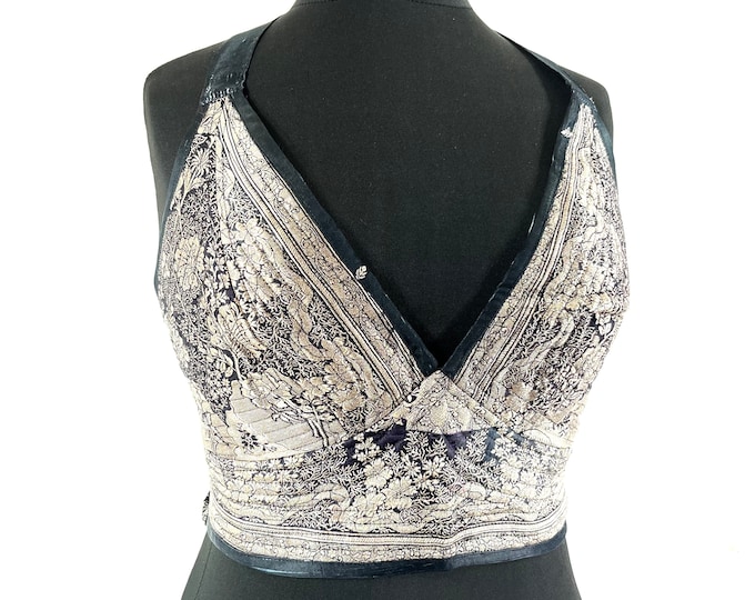 M. Phoenix Tribal Top. New cut. Silk brocade, Steampunk Pagan, Bohemian, Larp, Goth, Celtic crop top SKU:1023-7655