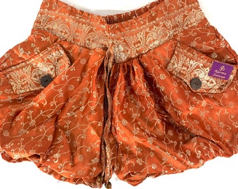 S/M. Goddess Pocket Shorts, Lined Hot Pants Copper Shorts. SKU:1060-6524