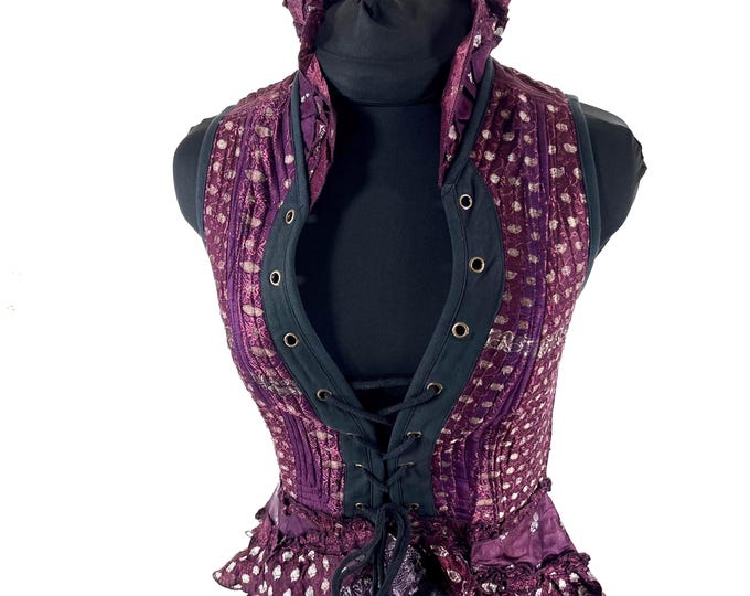 M. Isabella Corset Dress handmade in Silk brocade. Perfect for Steampunk or Renaissance Fairs SKU:2001-9629