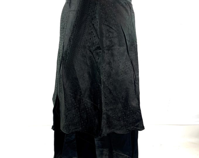 Pemberin Midi Wrap Skirt - Silk Brocade - Two Layer - A-Line - One Size (SKU:2034-10484)