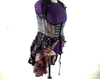 5XL Elisa Bustier Dress; Steampunk Under-bust Long Body Corset in Silk Brocade (SKU:2004-7912)