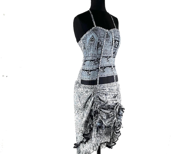 Ruby Fantasy Agni Silk SunDress; Light-weight handmade Summer Elven, Ruffle, Fairycore, Cottagecore dress.  SKU:735-9334