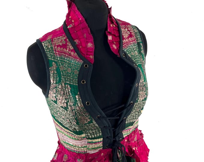 L. Isabella Corset Dress; handmade in Silk brocade. Perfect for Steampunk, REN, Tribal events & parties SKU:2001-9615