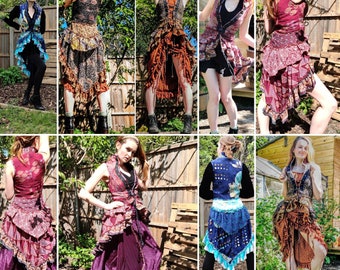 Corset Dress XL Amalie - Silk - Fantasy Steampunk - Sleeveless - Bustle SKU:2043-7769