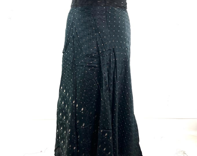 Pahala Maxi Wrap Skirt. Upcycled Vintage Heavy Silk Brocade Sari. One Layer A-Line Wrap Skirt SKU:2032-10494