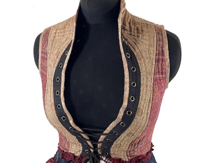 Elegant Vintage Silk Brocade Corset Dress - Size L Isabella SKU:2133-9623