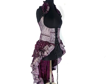 M Elisa Underbust Long Body Corset Dress. Bustier in Silk Brocade. (Steampunk Dress) SKU:2004-4403