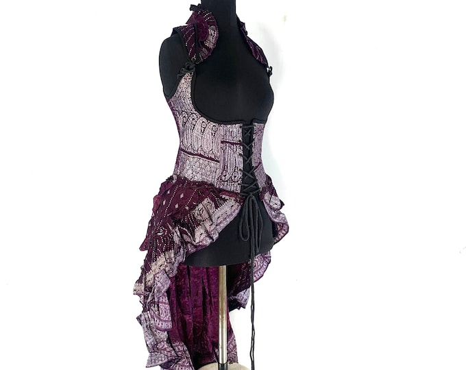 M. Elisa Underbust Long Body Corset Dress. Bustier in Silk Brocade. (Steampunk Dress) SKU:2004-4403