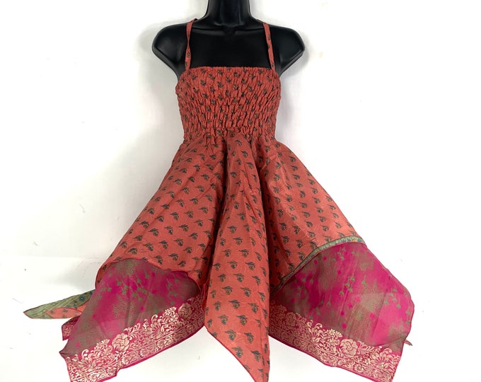 Isla Teenager Silk Fairy Dress; Length 28" (71cm) One size (Boho Short Girl Summer Festival Dress) SKU:901-5104