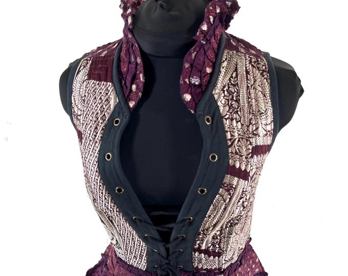 M. Isabella Corset Dress handmade in Silk brocade. Perfect for Steampunk or Renaissance Fairs SKU:2001-9630