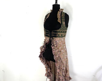 M Celeste Bustier Dress - Underbust Corset Dress - Vintage Silk (SKU:987-3139)