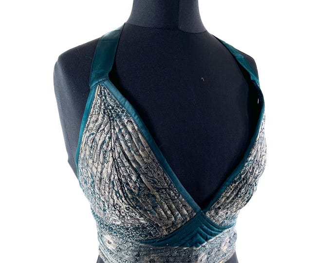 S Phoenix Tribal Top. New cut Bra handmade in Silk Brocade. SKU:1022-9471