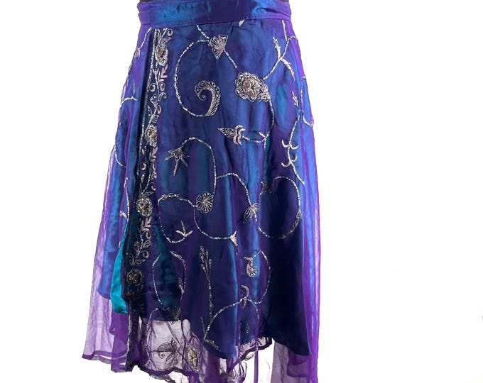 Aari Tari Midi Wrap Skirt - 2 layer handmade (SKU:2011-9887)