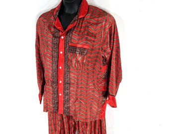 Sheer Sari Silk Pyjamas Set - Matching Lounge Wear with Travel Bag (Medium SKU: 726-10559)