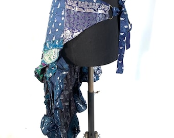 S/M; Luna Over Skirt Bustle - Vintage Silk brocade - Steampunk- LARP (SKU:221-2160)