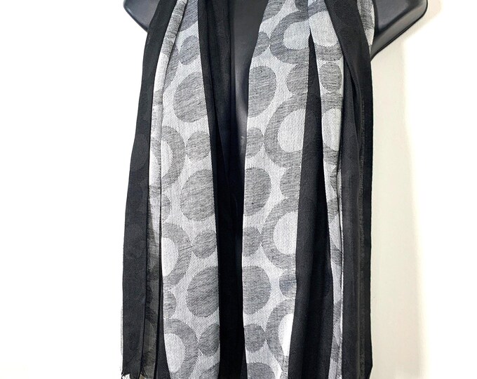 Black and Silver Happy Muffler Scarf. A Quality Dress Scarf, an ideal Xmas  gift for him or her.