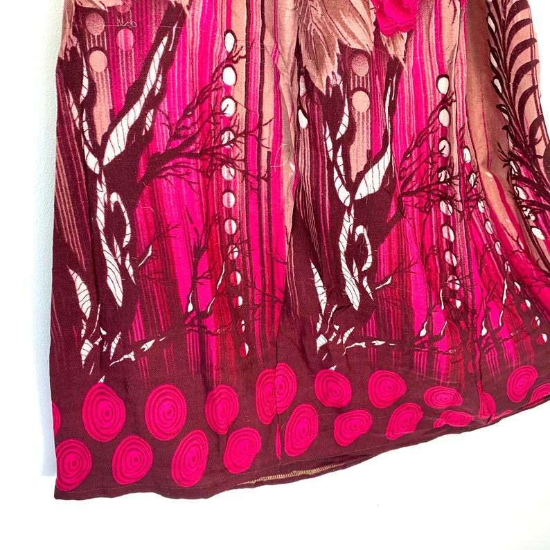 One Size with Elasticated Waist Palazzo Flow Pants Wide Leg trousers Pink floral Silk Culottes