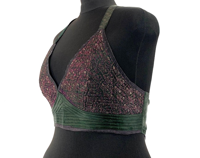 4XL. Phoenix Tribal Top. New cut in Up-cycled Silk brocade. Big Cleavage. SKU:1028-5914
