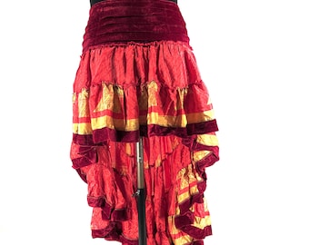 Layla Bohemian Hi Low Velvet Edged Silk Skirt (SKU:733-9981)