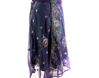 Aari Tari Midi Wrap Skirt - 2 layer handmade (SKU:2011-9880)