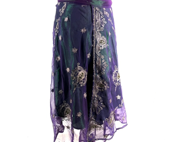 Aari Tari Midi Wrap Skirt - 2 layer handmade (SKU:2011-9880)