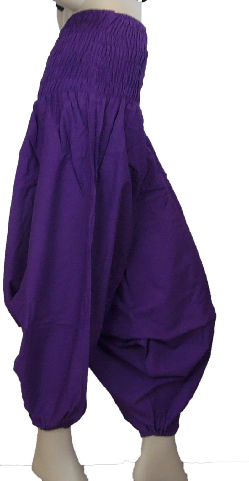 Harem Pants cotton with drop crotch, Purple Afghani Pants. Unisex Ali Baba Trousers Aladdin Pants Yoga Pants image 2