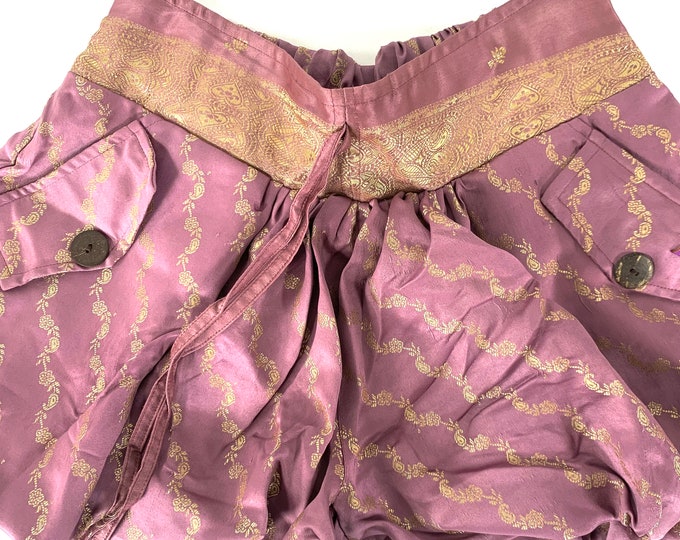 S/M. Goddess Pocket Shorts, Lined Hot Pants Pink & Yellow Shorts. SKU:1060-6534