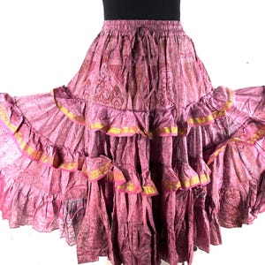Yasmin XL 25 Yard Skirt handmade in Vintage Winter Silk, Maxi Plus Size; (31&quot;-60&quot; Waist) a Boho Cottagecore skirt  SKU:739-8977