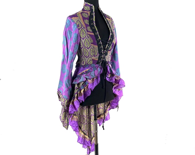 S. Seraphina Corset Dress, Silk, Long Sleeves, Handmade. SKU:1005-9320