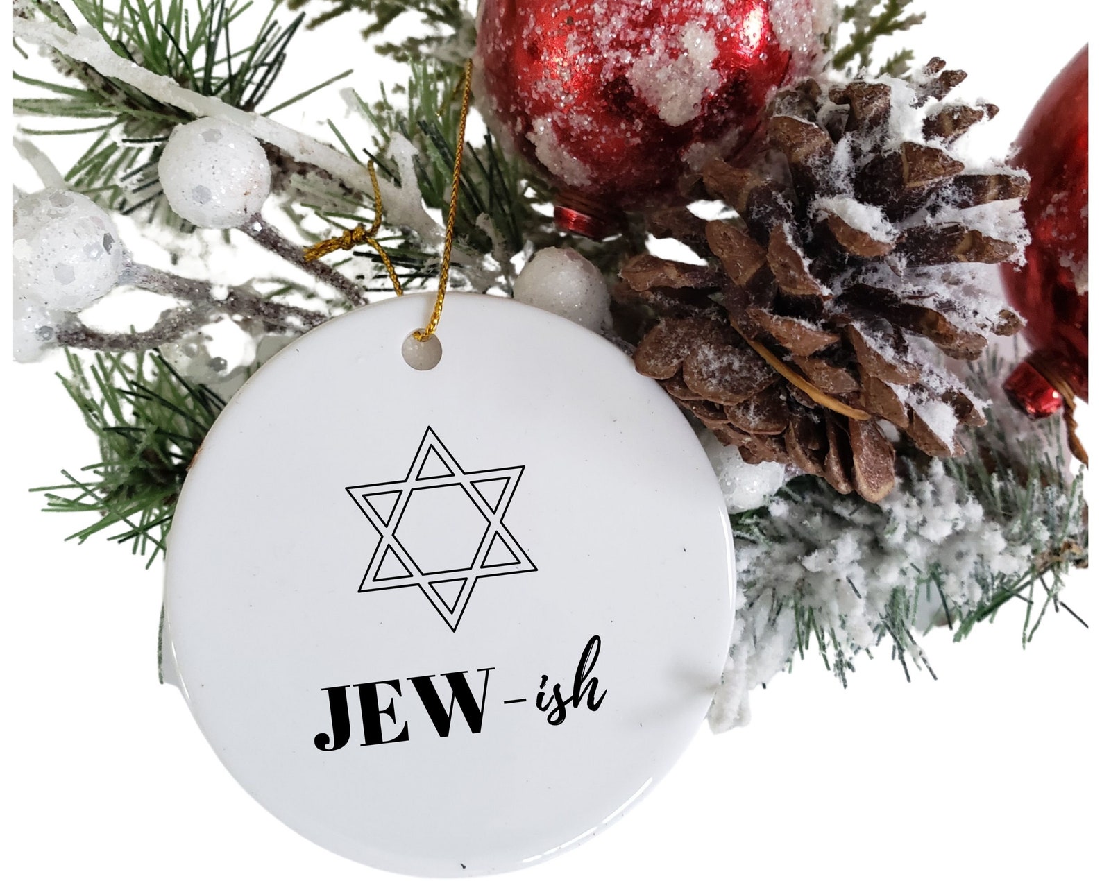 Hebrew Christmas Ornament Jewish Ceramic Ornament Hanukkah Etsy