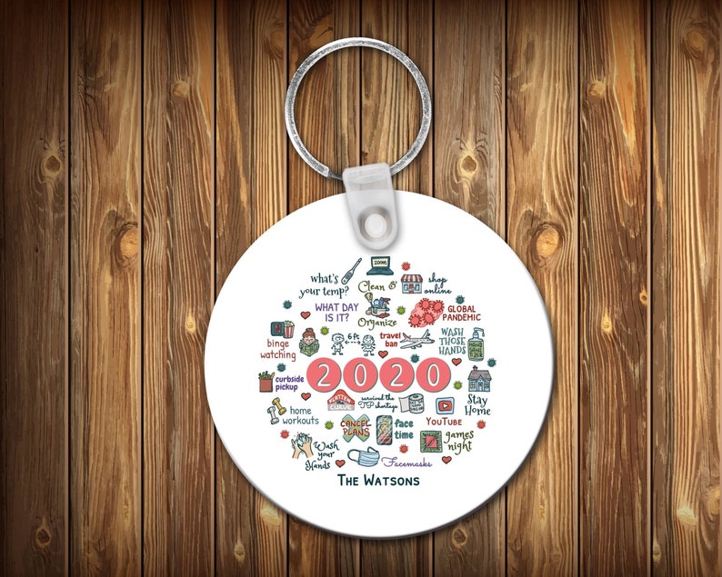 2020 Covid Keychain Gift Quarantine Christmas Keyring 2020 Corona Key Chain Personalized 2020 Christmas Keychain