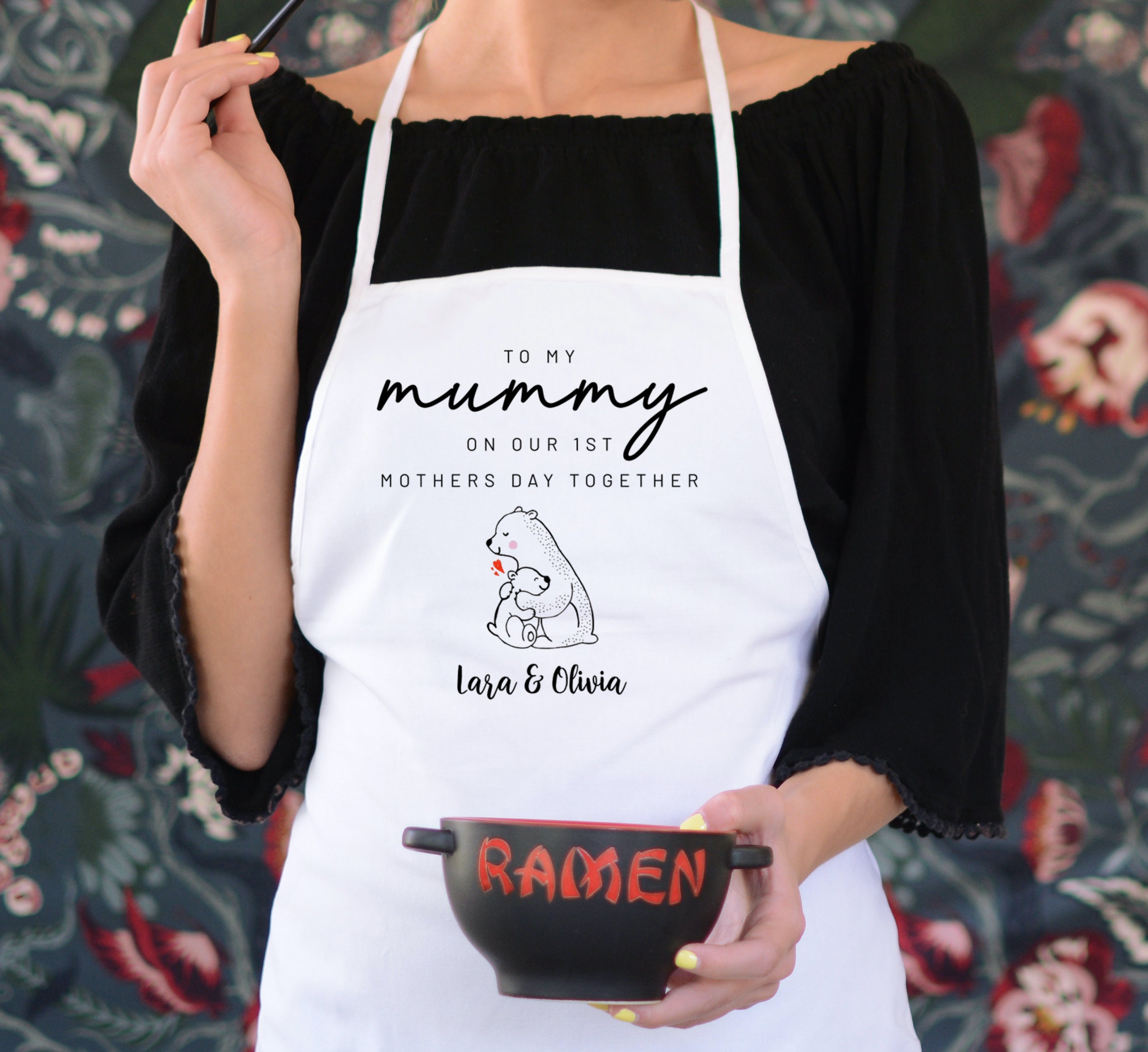 Cute For Mom Apron Personalized Mama Bear From Baby Gift 1st Etsy