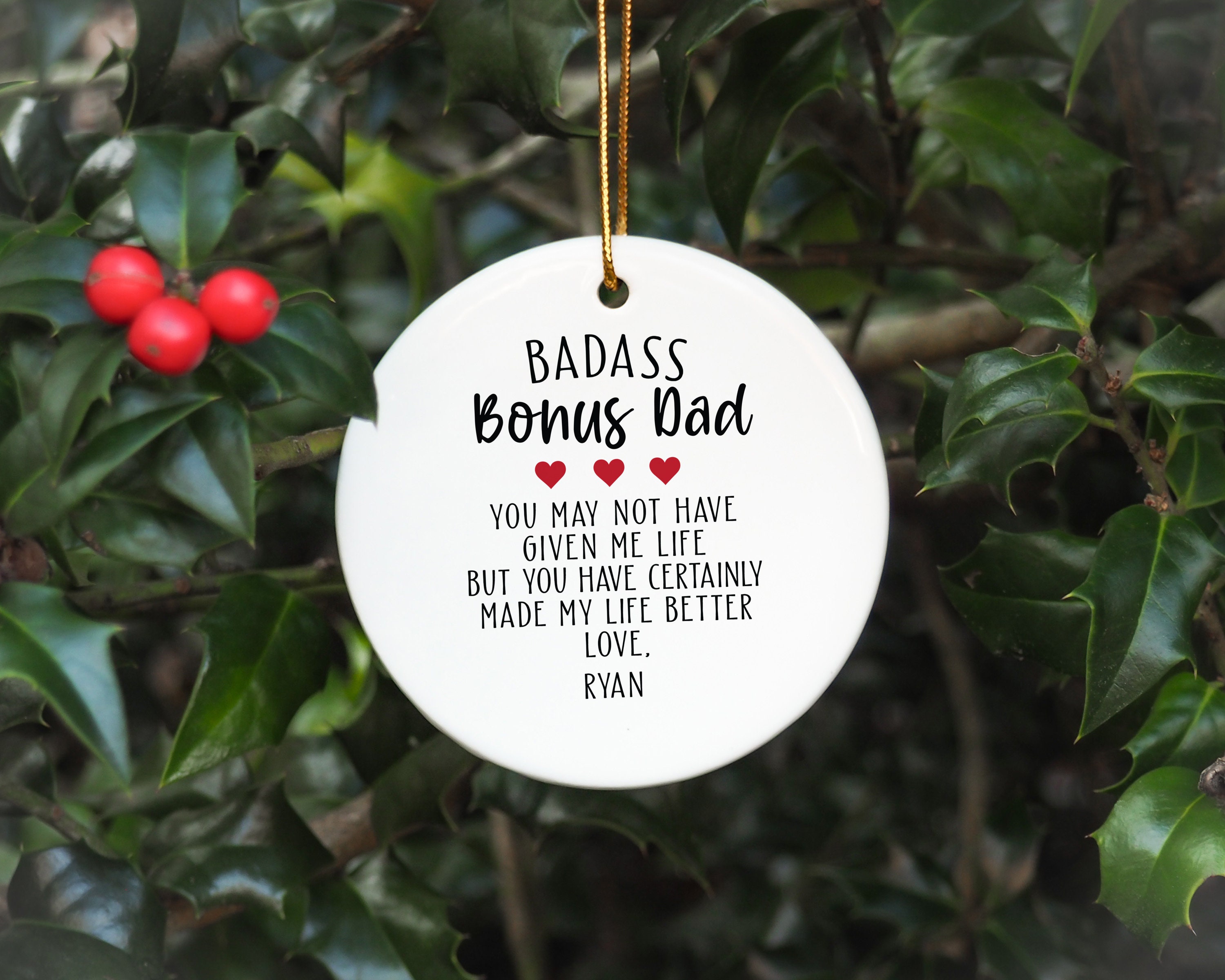 Personalized Bonus Dad Christmas Ornament Funny Stepdad Gift Etsy