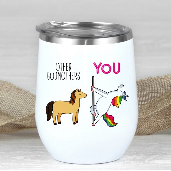 Funny Godmother Wine Tumbler, Godmother Proposal Gift, Godmother Birthday Travel Mug, Godmother Travel Wine Glass