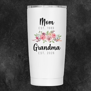 New Grandma Tumbler, Pregnancy Announcement Travel Mug, Baby Announcement Travel Tumbler, Grandmother Travel Coffee Mug