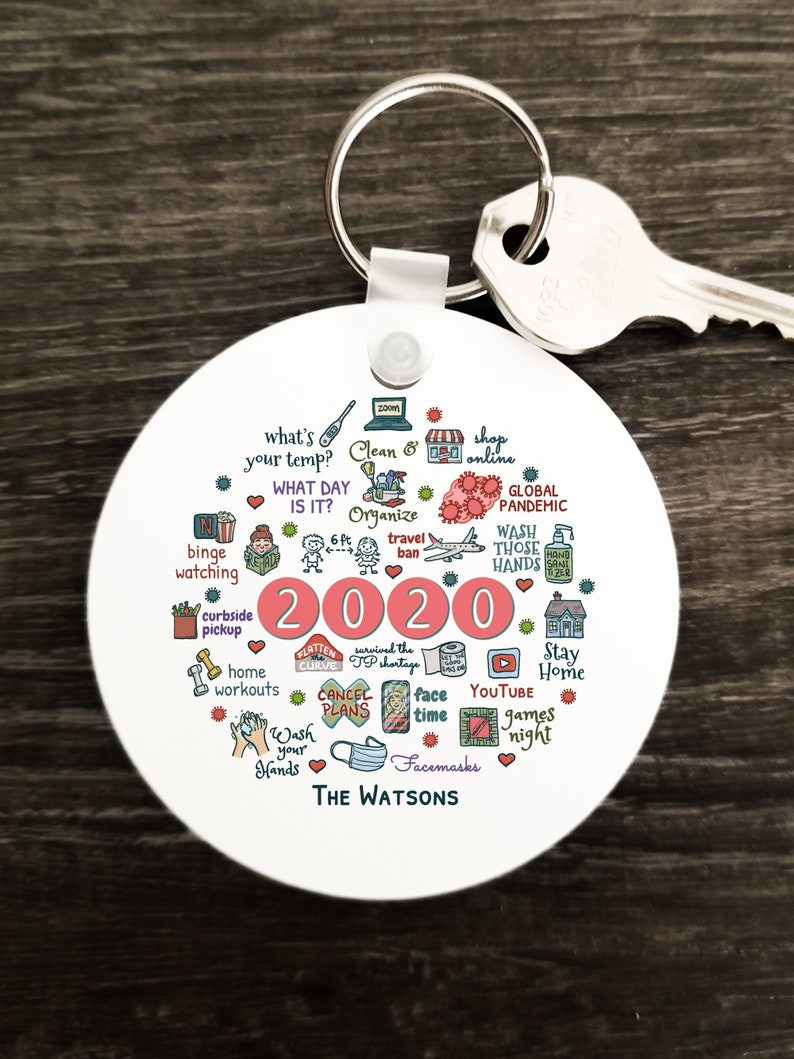 2020 Covid Keychain Gift Quarantine Christmas Keyring 2020 Corona Key Chain Personalized 2020 Christmas Keychain