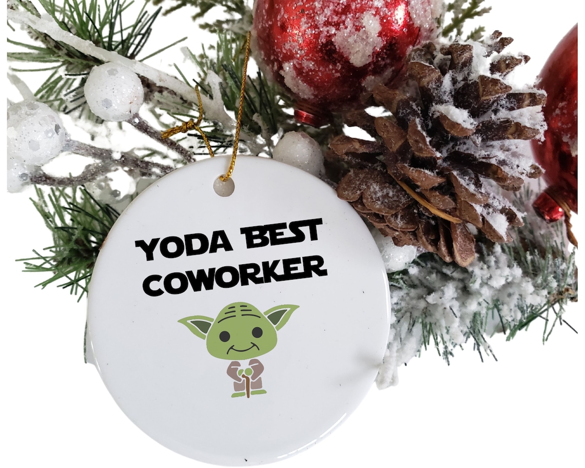 Yoda Best Coworker Christmas Ornament Funny Coworker Ceramic Etsy