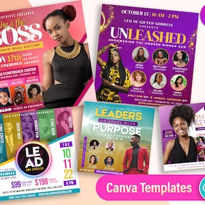 5 Conference Event Themed Business Flyers | Canva Templates | Bundle | Edit on Your Own DIY