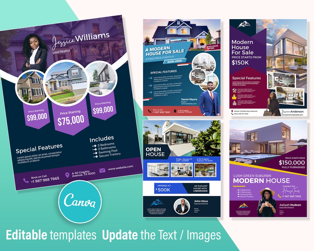 5 Real Estate Agent Flyer Templates | Canva Template | Promote Your ...