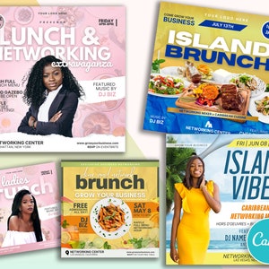 5 Business Networking Event Flyer Template | Canva Templates | Brunch Flyer | Business Instagram Posts