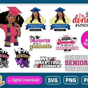 Diseños de ilustraciones de graduación / Perfecto para camisetas y artesanos para sus graduados / Descarga instantánea / archivo de silueta cricut svg