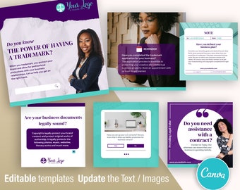 6 Lawyer Attorney Rechtliches Canva Vorlagen | Social Media Feed Branding | Canva Vorlagen | Digitaler Download